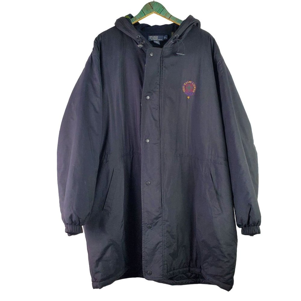 Vtg 1990's Polo Ralph Lauren RARE Green Cross Crest Fleece Lined Heavy Coat Sz L
